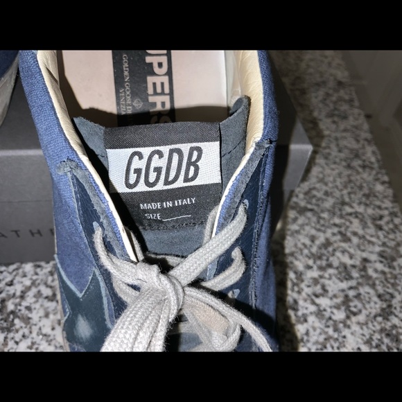 Navy Golden Goose Canvas/Leather Superstars Sneakers Sz 42/US11 - Picture 9 of 16